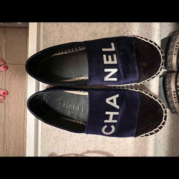 Chanel Velvet Navy Blue Black espedrilles - Picture 5 of 5